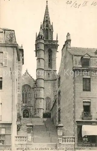 Morlaix Le clocher de Eglise Saint Melaine Kat. Morlaix