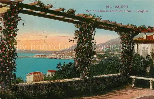 Menton Alpes Maritimes Vue de Garavan entre les Fleurs Pergolla Kat. Menton
