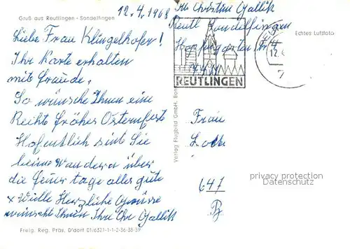 AK / Ansichtskarte Sondelfingen Fliegeraufnahme Panorama Kat. Reutlingen