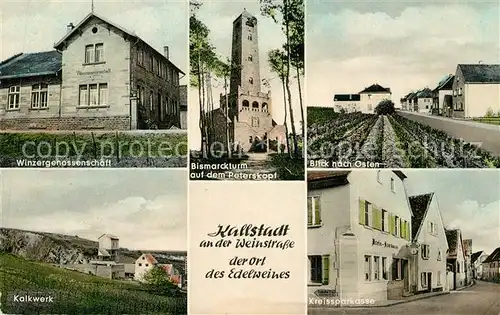 AK / Ansichtskarte Kallstadt Rheinland Pfalz Bismarckturm auf dem Peterskopf Kalkwerk Winzergenossenschaft