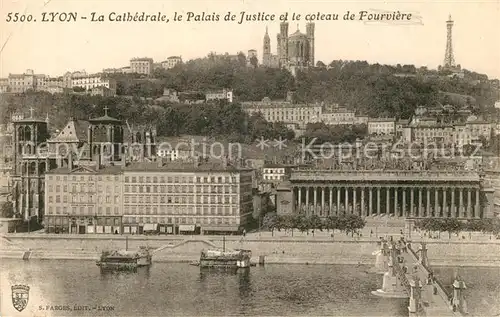 AK / Ansichtskarte Lyon France Cathedrale Palais de Justice coteau de Fourviere Kat. Lyon