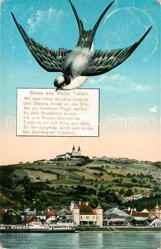 AK / Ansichtskarte Maria Taferl Blick ueber die Donau zur Wallfahrtskirche Briefschwalbe Kat. Maria Taferl Donau