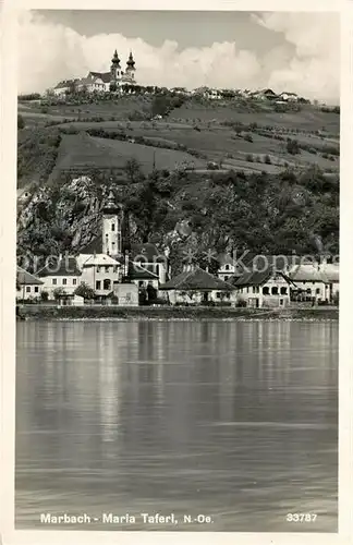 AK / Ansichtskarte Marbach Donau Blick ueber die Donau zur Wallfahrtskirche Kat. Marbach an der Donau