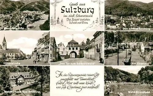 AK / Ansichtskarte Sulzburg Freiburg Panorama Hauptstrasse Waldkurhaus Tor zum Schwarzwald Ehrenmal Waldstrandbad