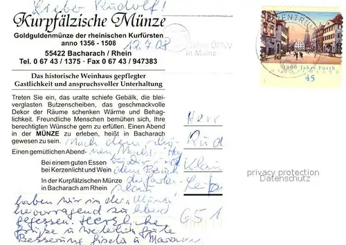 AK / Ansichtskarte Bacharach Rhein Kurpfaelzische Muenze Historisches Weinhaus Fachwerkhaus Kat. Bacharach