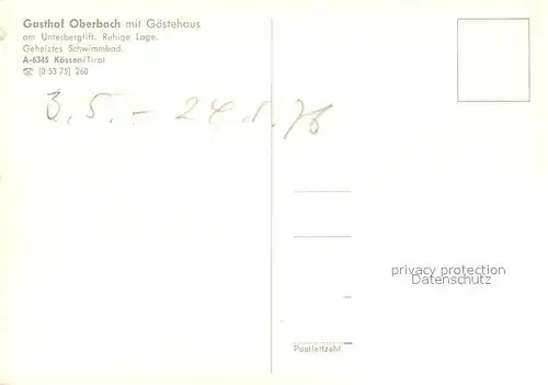 AK / Ansichtskarte Koessen Tirol Gasthof Oberbach mit Gaestehaus Fliegeraufnahme Kat. Koessen