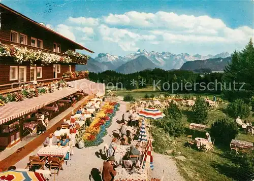 AK / Ansichtskarte Sonthofen Oberallgaeu Sonnenalp Restaurant Terrasse Kneippbad Allgaeuer Alpen Kat. Sonthofen