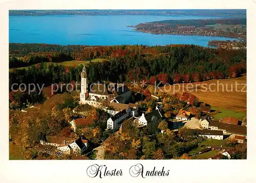 AK / Ansichtskarte Andechs Kloster mit Blick auf Ammersee Fliegeraufnahme Kat. Andechs