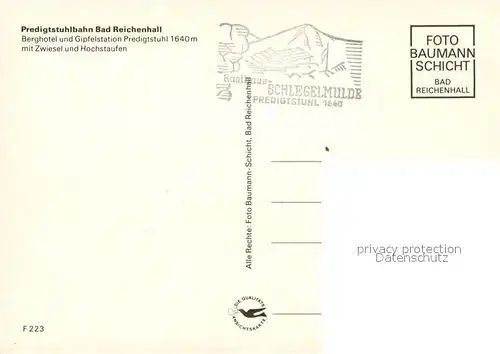 AK / Ansichtskarte Bad Reichenhall Berghotel Gipfelstation Predigtstuhl mit Zwiesel und Hochstaufen Chiemgauer Alpen Kat. Bad Reichenhall