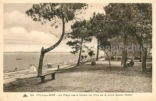 AK / Ansichtskarte Pyla sur Mer La Plage vue a travers les Pins de la place Daniel Meller