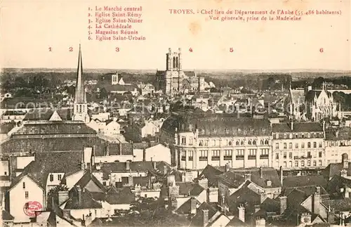 AK / Ansichtskarte Troyes Aube Marche central Eglise Saint Remy Eglise Saint Nizier La Cathedrale Magasins Reunis Eglise Saint Urbain Kat. Troyes