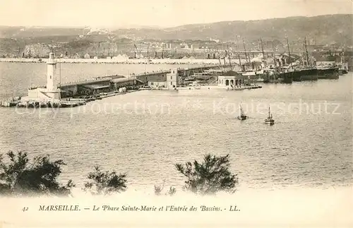 AK / Ansichtskarte Marseille Bouches du Rhone Le Phare Sainte Marie et Entree des Bassins