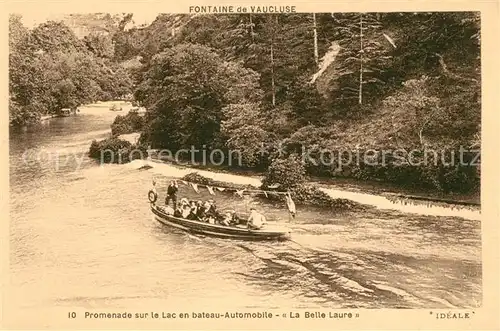 AK / Ansichtskarte Fontaine de Vaucluse Promenade sur le Lac en bateau Automobile La Belle Laure Kat. Fontaine de Vaucluse