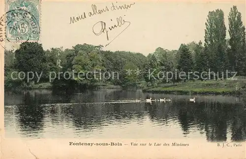 AK / Ansichtskarte Fontenay sous Bois Vue sur le Lac des Minimes Kat. Fontenay sous Bois