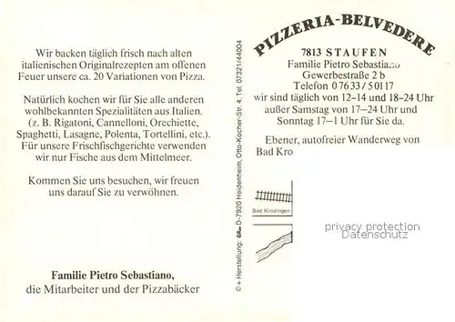 AK / Ansichtskarte Staufen Breisgau Pizzeria Belvedere Kat. Staufen im Breisgau