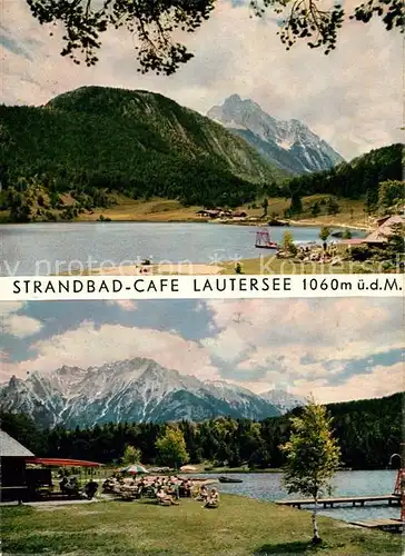 AK / Ansichtskarte Lautersee Mittenwald Strandbad Cafe  Kat. Mittenwald