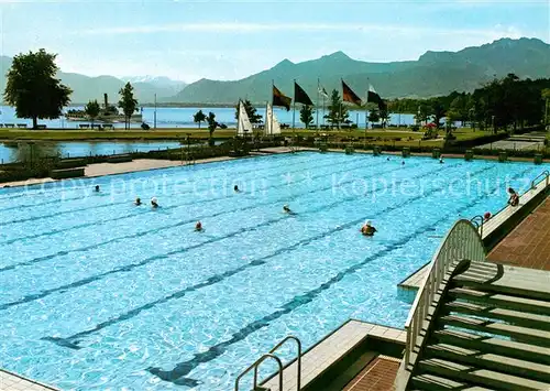 AK / Ansichtskarte Prien Chiemsee Warmbad am Chiemsee Freibad Alpenpanorama Kat. Prien a.Chiemsee