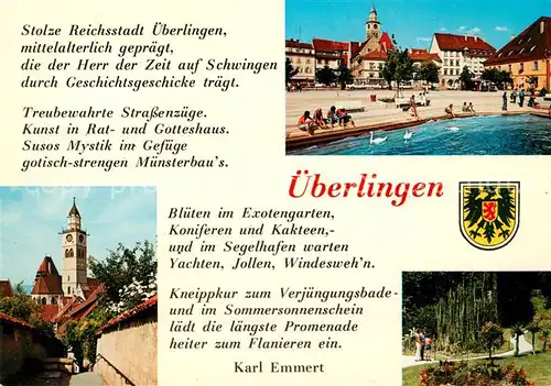 AK / Ansichtskarte ueberlingen Bodensee Teilansichten Kneippkurort Wappen Gedicht Karl Emmert Kat. ueberlingen