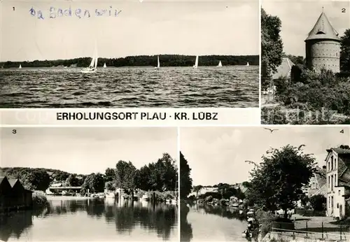 AK / Ansichtskarte Plau See Plauer See Burgturm Partie an der Elde Mecklenburgische Seenplatte