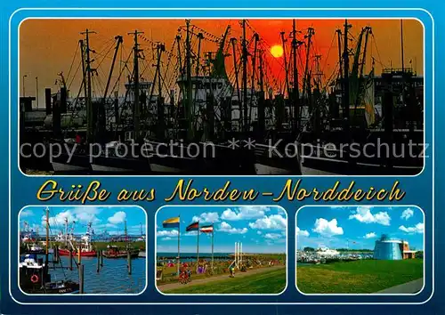 AK / Ansichtskarte Norden Norddeich Ostfriesland Hafen in der Abendsonne Promenade Kat. Norden