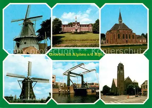 Alphen Aan Den Rijn Windmuehle Kirche Rathaus Hebebruecke Schloss Kat. Alphen Aan Den Rijn
