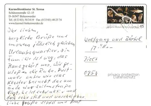 AK / Ansichtskarte Birkenwerder Karmelitenkloster Sankt Teresa Kat. Birkenwerder