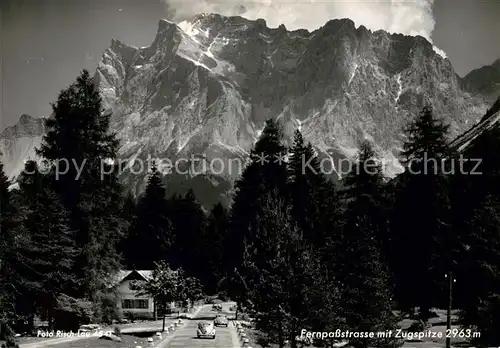 AK / Ansichtskarte Zugspitze mit Fernpassstrasse Kat. Garmisch Partenkirchen