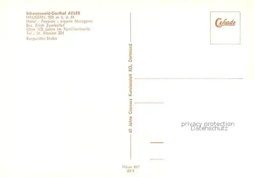 AK / Ansichtskarte Haeusern Schwarzwald Schwarzwald Gasthaus Adler Kat. Haeusern