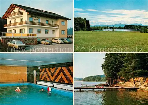 AK / Ansichtskarte Eggstaett Oberbayern Gaestehaus Schnell Schwimmbad Seepartie