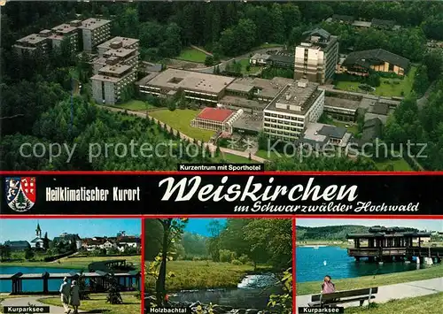 AK / Ansichtskarte Weiskirchen Saar Kurparksee Holzbachtal Kurzentrum Sporthotel Fliegeraufnahme Schwarzwaelder Hochwald Kat. Weiskirchen Saar