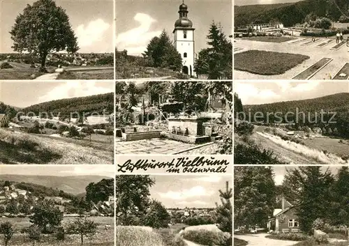 AK / Ansichtskarte Vielbrunn Kirche Brunnen Minigolf Landschaftspanorama Odenwald Kupfertiefdruck Kat. Michelstadt