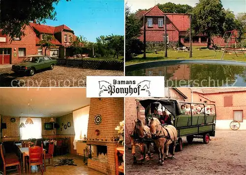 AK / Ansichtskarte Unterstedt Wuemme Bamanns Ponyhof Kinderspielplatz Kaminzimmer Haflinger Pferdewagen Kat. Rotenburg (Wuemme)