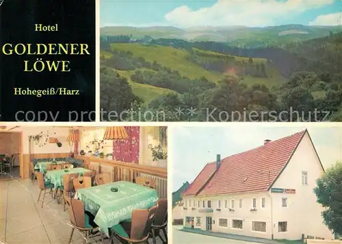 AK / Ansichtskarte Hohegeiss Harz Hotel Goldener Loewe Landschaftspanorama Kat. Braunlage