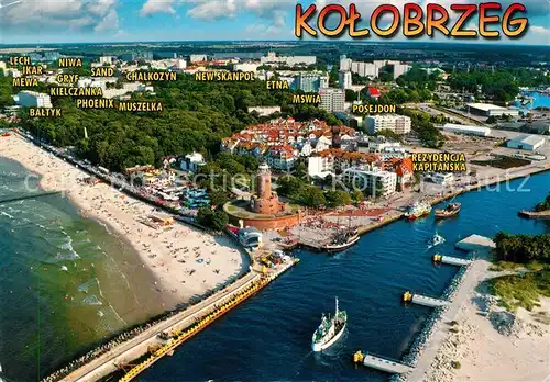 AK / Ansichtskarte Kolobrzeg Polen Fliegeraufnahme Panoramakarte Kat. Kolberg Pommern