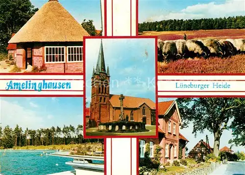 AK / Ansichtskarte Amelinghausen Lueneburger Heide Kirche Schwimmbad Ortsansicht Kate Kat. Amelinghausen