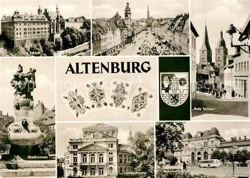 AK / Ansichtskarte Altenburg Thueringen Schloss Markt Rote Spitzen Skatbrunnen Landestheater Bahnhof Kat. Altenburg