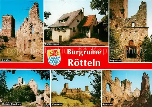 AK / Ansichtskarte Roetteln Roettelweiler Burghof Burgschenke Zugbruecke Oberburg Rittersaal Kat. Loerrach