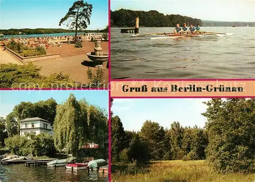 AK / Ansichtskarte Gruenau Berlin Strandbad Regattastrecke Anlegestelle Weisse Flotte Krumme Lake Kat. Berlin