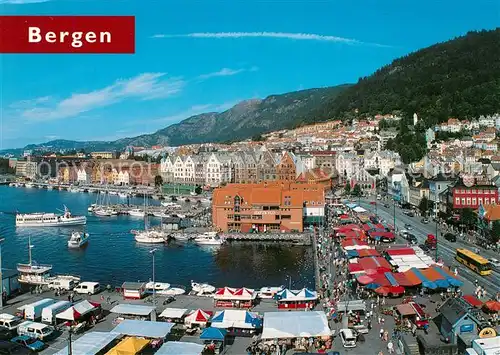 AK / Ansichtskarte Bergen Norwegen Fisketorget og Bryggen Kat. Norwegen