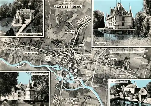 AK / Ansichtskarte Azay le Rideau Schloss Fliegeraufnahme Plan Kat. Azay le Rideau