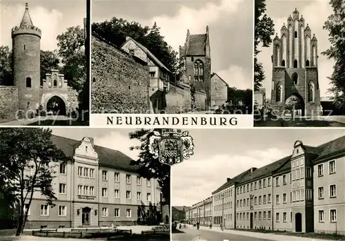 AK / Ansichtskarte Neubrandenburg Schloss Turm Stadtmauer Haus des Handwerks Strassenpartie Kat. Neubrandenburg