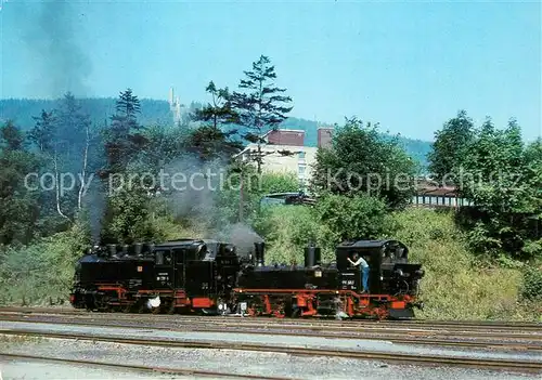AK / Ansichtskarte Lokomotive 991791 und 99 585 Bahnhof Oberwiesenthal  Kat. Eisenbahn