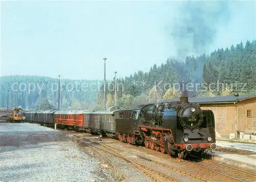 AK / Ansichtskarte Lokomotive Lok 50 849 Traditions Eilzug Bahnhof Schoenheide Sued  Kat. Eisenbahn