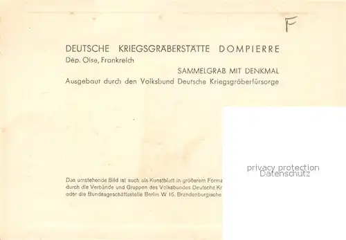 AK / Ansichtskarte Dompierre Oise Deutsche Kriegsgraeberstaette Sammelgrab Denkmal Kat. Dompierre