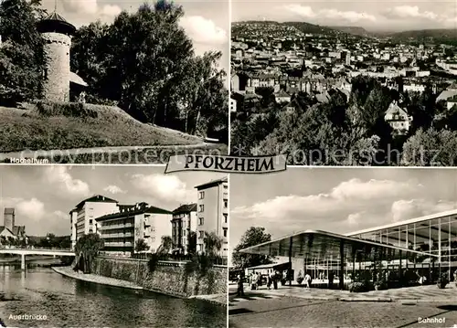 Pforzheim Hachelturm Auerbruecke Bahnhof Panorama Kat. Pforzheim