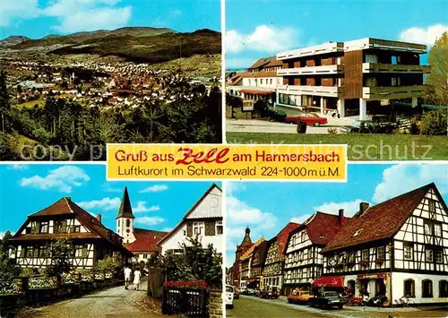Zell Harmersbach Panorama Fachwerkhaeuser Kurklinik Ortenau Pfarrhofgraben  Kat. Zell am Harmersbach