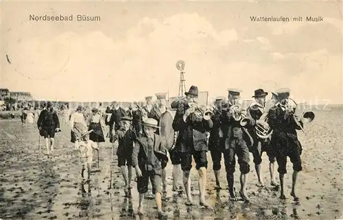 AK / Ansichtskarte Buesum Nordseebad Wattenlaufen mit Musik Kat. Buesum