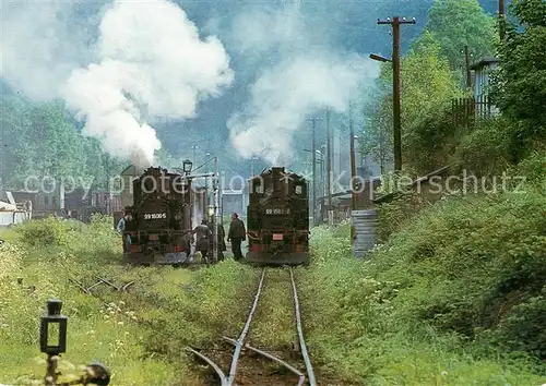 AK / Ansichtskarte Lokomotive Oldtimer 99 1606  und 99 1582 Bahnhof Niederschmiedeberg Kat. Eisenbahn