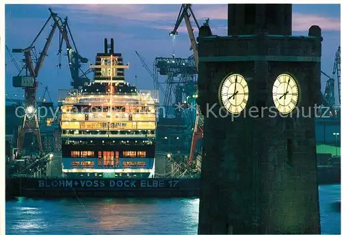 AK / Ansichtskarte Schiffe Ships Navires Mercury Hamburg Uhrturm St. Pauli Landungsbruecken 