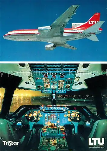 AK / Ansichtskarte Flugzeuge Zivil LTU TriStar L 1011 500 Cockpit Kat. Airplanes Avions